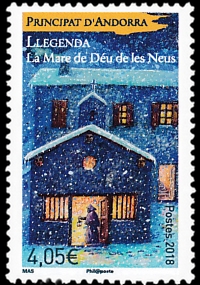 timbre Andorre N° 809 légende : La légende de la vierge des neiges