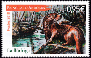 timbre Andorre N° 820 légende : La Loutre