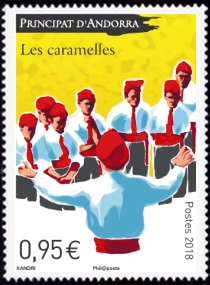 timbre Andorre N° 813 légende : Les Caramelles