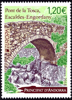 timbre Andorre N° 814 légende : Pont de la Tosca