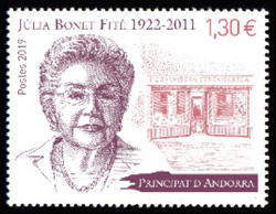 timbre Andorre Att N° légende : Julia Bonet Fité