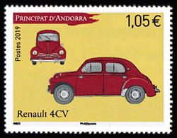 timbre Andorre Att N° légende : Renault 4 CV