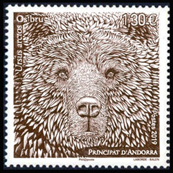 timbre Andorre Att N° légende : L'ours brun