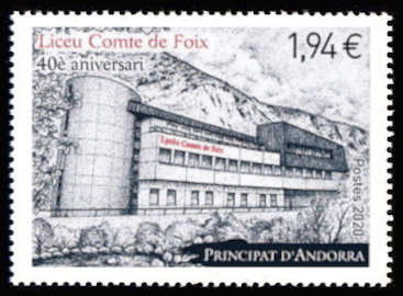 timbre Andorre Att N° légende : Liceu Comté de Foix (Lycée Comté de Foix)