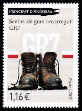 timbre Andorre Att N° légende : CR7 Sender de gran recorregut