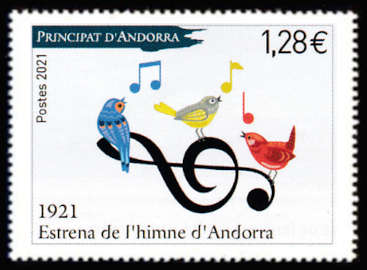 timbre Andorre Att N° légende : 1921 Première de l'hymne d'Andorre