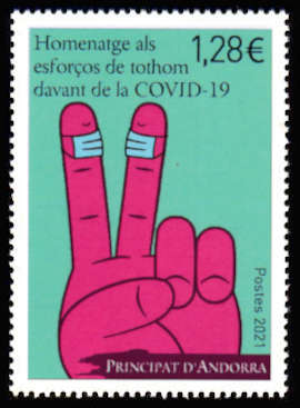 timbre Andorre Att N° légende : La victoire est proche