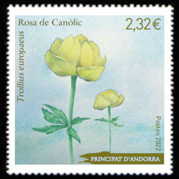 timbre Andorre Att N° légende : Rosa de Canolic
