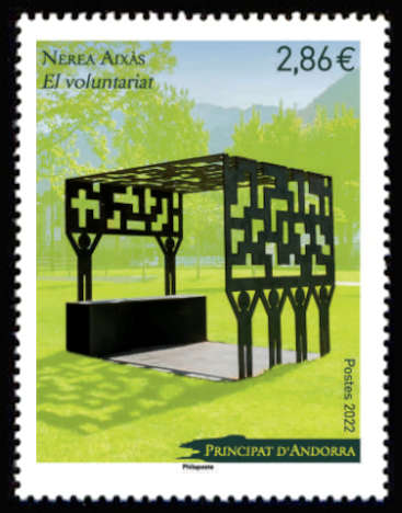 timbre Andorre Att N° légende : Nerea Aixàs hommage aux volontaires