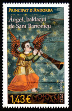 timbre Andorre Att N° légende : Àngel, baldaqui de sant Bartomeu