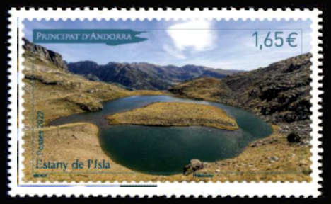 timbre Andorre Att N° légende : L'étang de l'ile