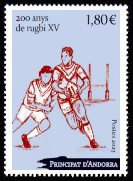 timbre Andorre Att N° légende : 200 ans de Rugby à XV