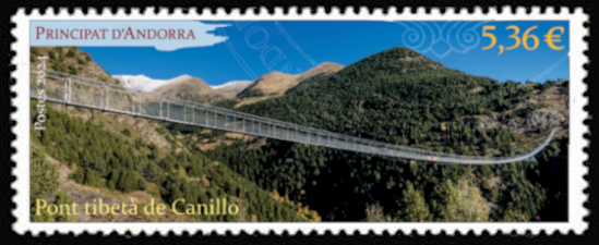 timbre Andorre Att N° légende : Pont Tibétain de Canillo