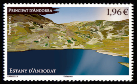 timbre Andorre Att N° légende : Etang d'Andorat
