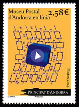 timbre Andorre Att N° légende : Museu postal d'Andorra en linia / Musée Postal d’Andorre numérique