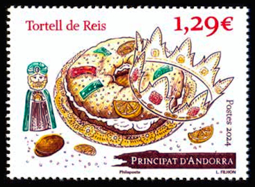 timbre Andorre Att N° légende : Tortell de reis / Galette des rois
