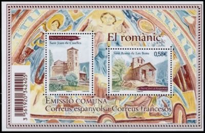 timbre Andorre Bloc 3 légende : 0