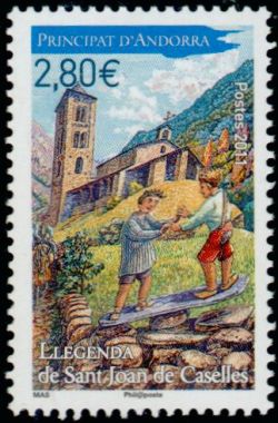 timbre Andorre N° 704 légende : Saint Jean de Caselles