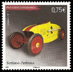 timbre Andorre N° 710 légende : Voiture de course Soriano Pedroso