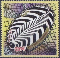 timbre Andorre N° 711 légende : Rugby