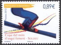 timbre Andorre N° 719 légende : Coupe du monde de ski féminin