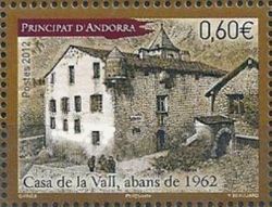 timbre Andorre N° 721 légende : Maison de la vallée en 1962