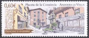 timbre Andorre N° 725 légende : Place de la Consorcia