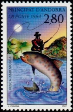 timbre Andorre N° 450 légende : Tourisme et sport en Andorre