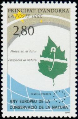 timbre Andorre N° 454 légende : Année européenne de la conservation de la nature