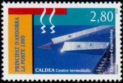 timbre Andorre N° 459 légende : Le centre de balnéothérapie des Esclades-Engordany