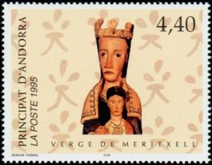 timbre Andorre N° 461 légende : Vierge de Meri0ell