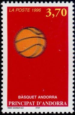 timbre Andorre N° 468 légende : Basket-ball