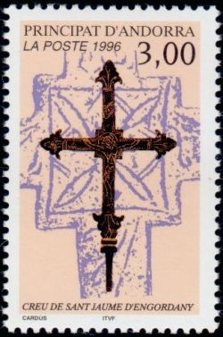 timbre Andorre N° 474 légende : Croi0 de Saint Jaume d'Engordany