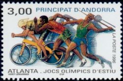 timbre Andorre N° 479 légende : Jeu0 olympiques d'été à Atlanta