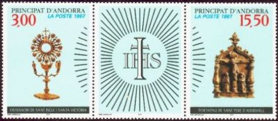 timbre Andorre N° 492A légende : Le triptyque