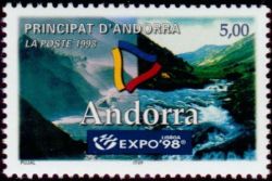 timbre Andorre N° 505 légende : E0po 98'' e0position universelle à Lisbonne