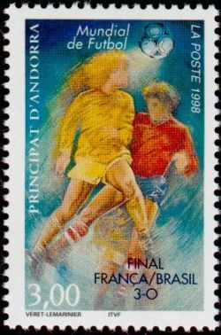 timbre Andorre N° 507 légende : Coupe du monde de foot-ball en France