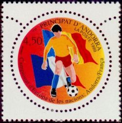 timbre Andorre N° 517 légende : Foot-ball, Championnats d'Europe des Nations Andorre/France