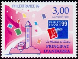 timbre Andorre N° 518 légende : Phile0france 99