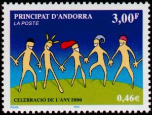 timbre Andorre N° 525 légende : Célébration de l'an 2000