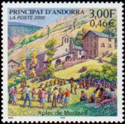 timbre Andorre N° 532 légende : Fête de Canolic