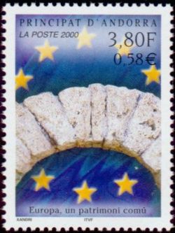 timbre Andorre N° 537 légende : Europe, un patrimoine commun