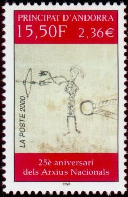 timbre Andorre N° 539 légende : 25è anniversaire des archives nationales