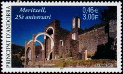 timbre Andorre N° 552 légende : 25è anniversaire du sanctuaire de Notre-Dame de Merit0ell