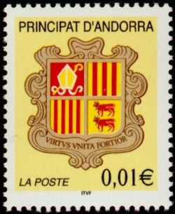 timbre Andorre N° 555 légende : Armoiries