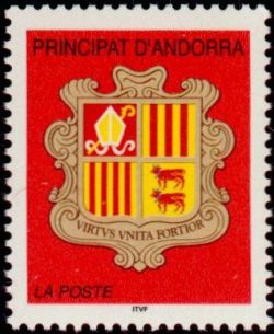 timbre Andorre N° 558 légende : Armoiries