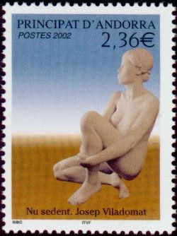 timbre Andorre N° 571 légende : 'Nu assis'' œuvre de Josep Viladomat