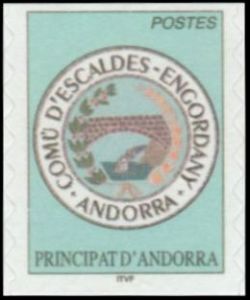 timbre Andorre N° 575 légende : Commune d'Escaldes-Engordany