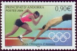 timbre Andorre N° 598 légende : jeu0 olympiques d'été à Athènes