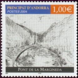 timbre Andorre N° 599 légende : Le pont de la Margineda